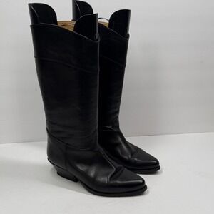 Sudini Boot Slip On Black Leather Comfort Casual Classic Mid Calf Size 4.5B